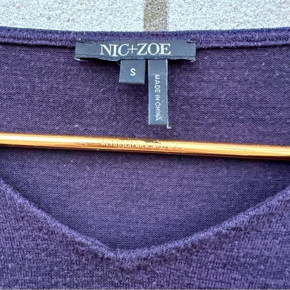 Nic+Zoe Nightshade Plum Purple Black Rejoice Sweater Mixed Media Chiffon Knit - Picture 5 of 11